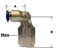 Nickel Plated Brass Push InFemale Swivel Elbow Diagram
